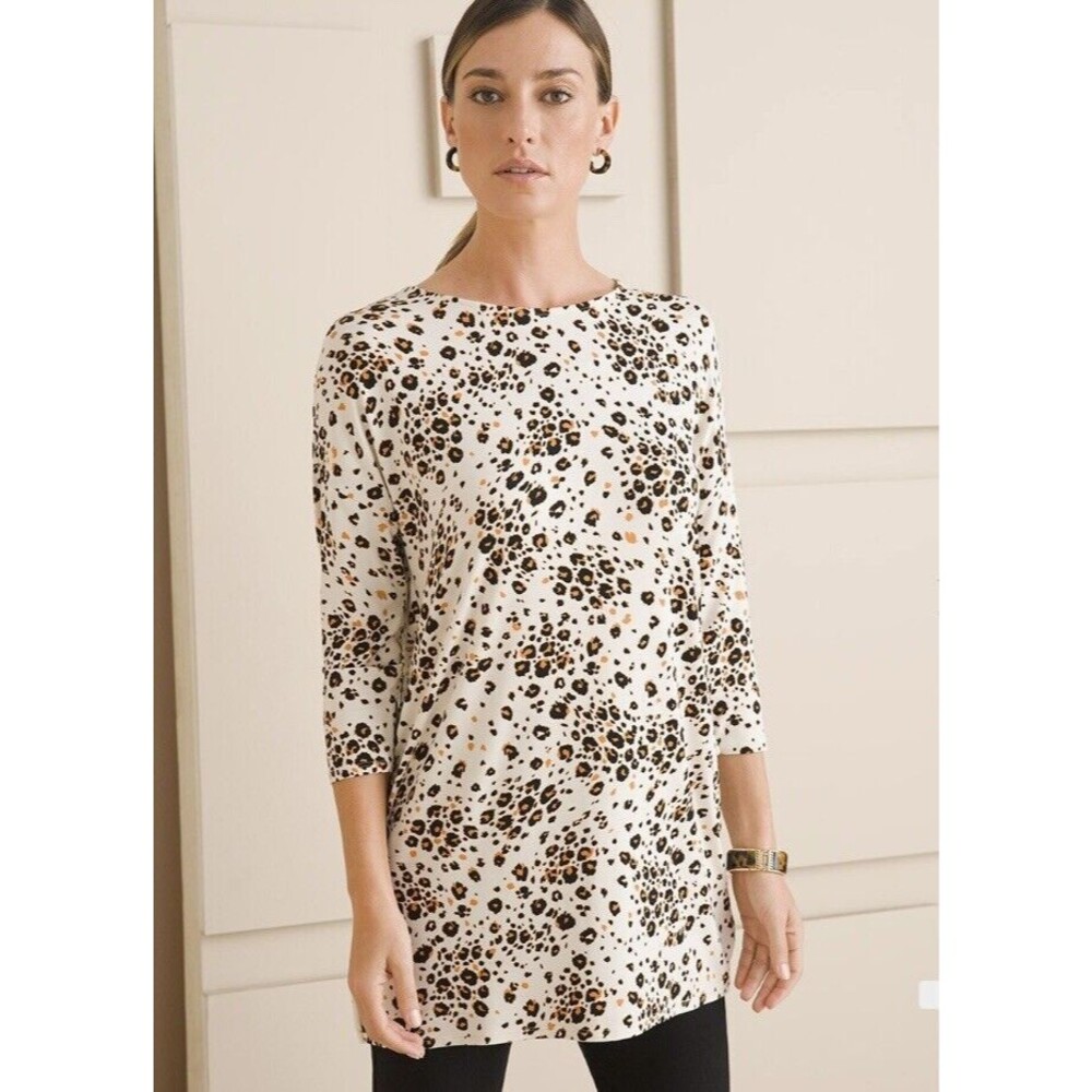 Chicos NWT Animal-Print Wedge Tunic A Touch Of Cool Size L